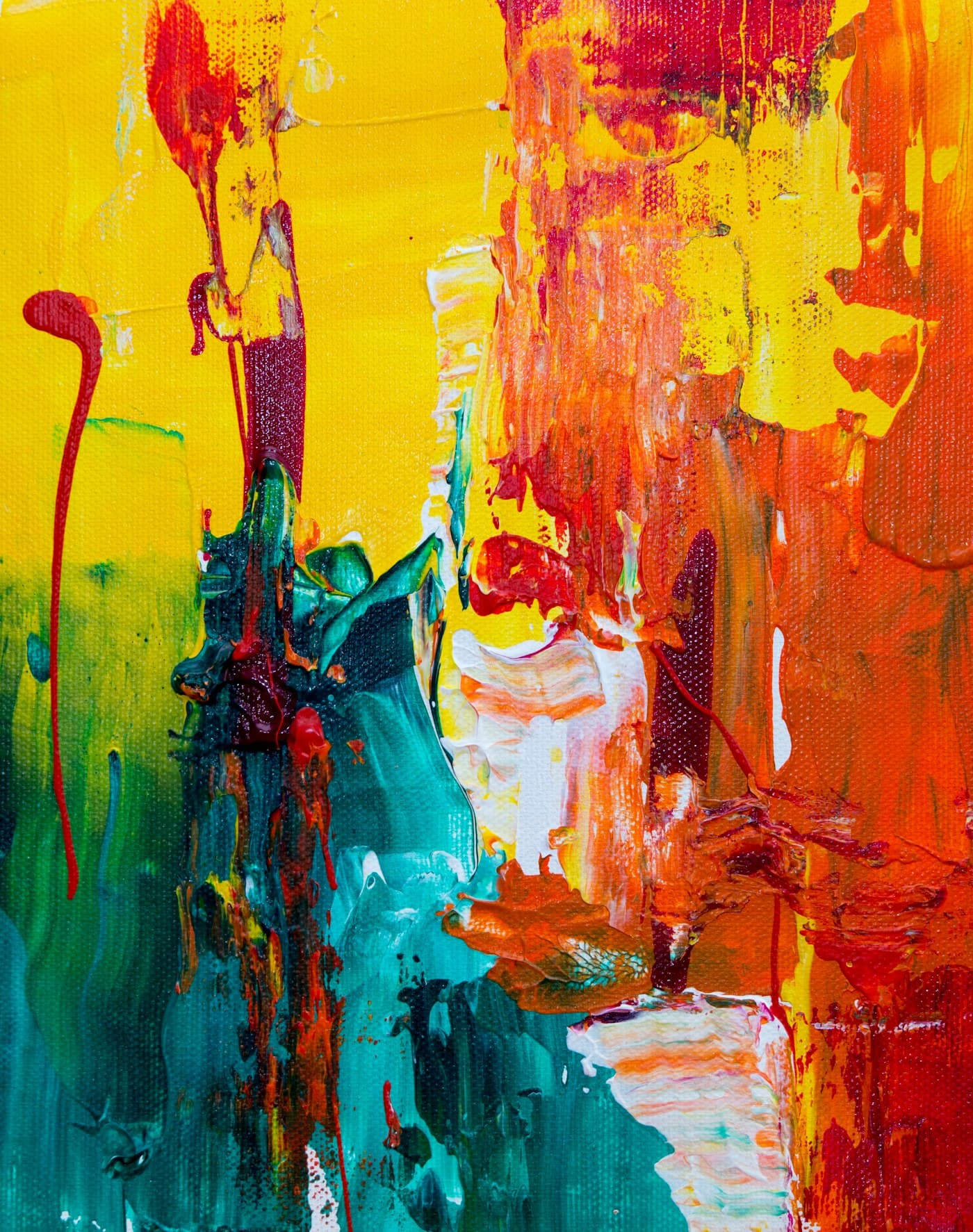 Thick paint on canvas from outdoor atelier work.